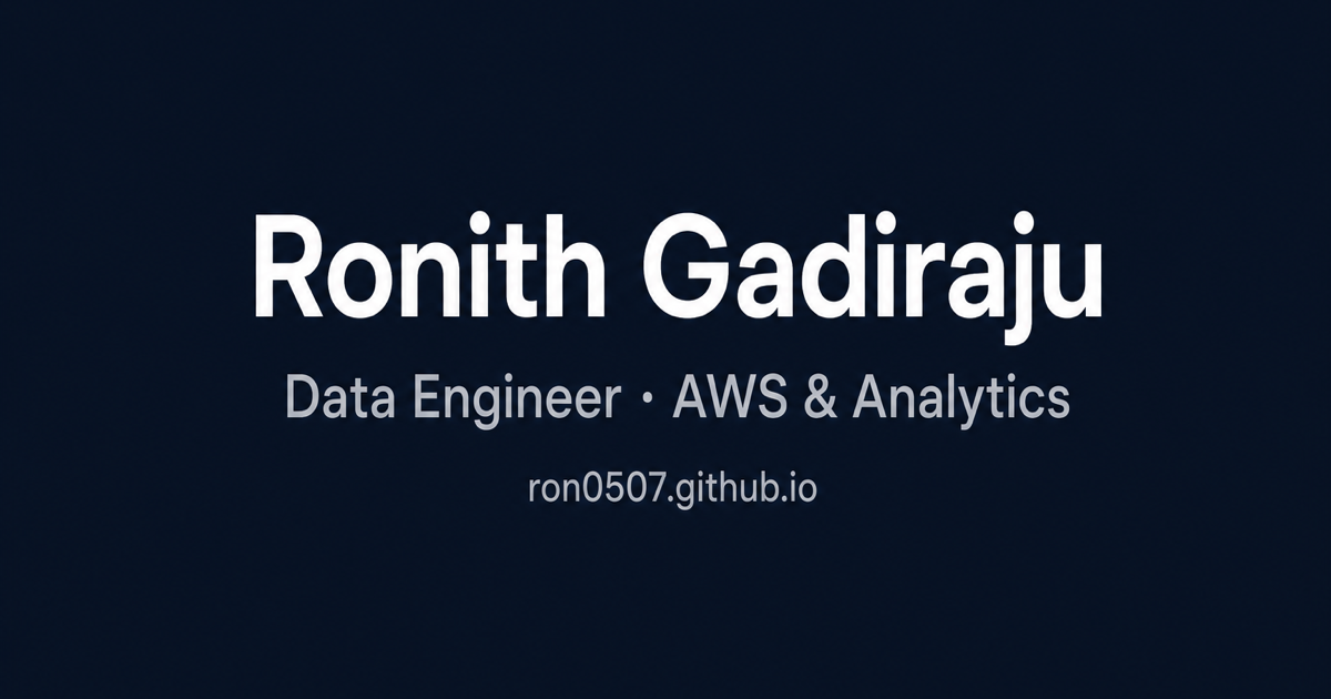 Ronith Gadiraju · Data Engineer